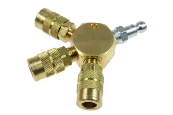 3 Port Flat Hex Manifold, 1/4" 6 Ball Auto Interchange