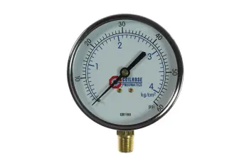 3 1/2" Chrome Dial Gauge, 1/4" Bottom Mount, 0-60 psi