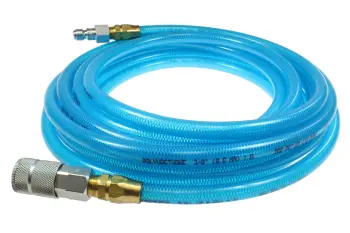 Flexeel Hose, 3/8" x 50', Reusable Fittings, 3/8" Automotive Coupler & Connector, Transparent Blue