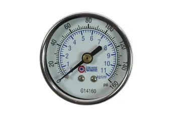2" Chrome Dial Gauge, 1/4" Back Mount, 0-160 psi, Display