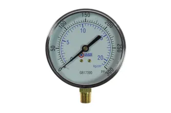 3 1/2" Chrome Dial Gauge, 1/4" Bottom Mount, 0-300 psi