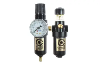 1/4" Mini Integral Filter/Regulator + Lubricator, Gauge, Metal Bowl