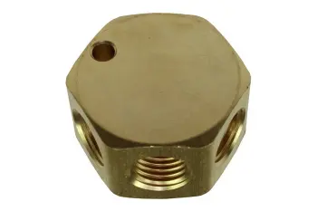 3 Port Flat Hex Manifold, 1/4" In x 1/4" Out