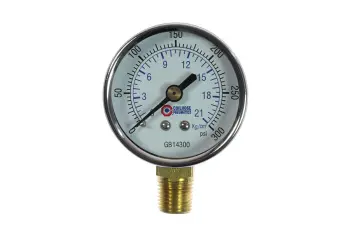 2" Chrome Dial Gauge, 1/4" Bottom Mount, 0-300 psi