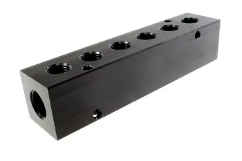 6 Port Aluminum Manifold, 3/8" In x 1/4" Out