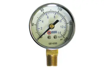 2" Chrome Dial Gauge, 1/4" Bottom Mount, 0-200 psi