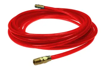 Flexeel Hose, 1/4" x 50', 3/8" MPT Reusable Fittings, Transparent Red