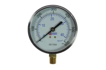 3 1/2" Chrome Dial Gauge, 1/4" Bottom Mount, 0-600 psi