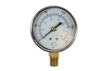 2 1/2" Chrome Dial Gauge, 1/4" Bottom Mount, 0-200 psi