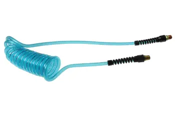 Flexcoil, 3/8" x 50', 3/8" NPT Rigid & Swivel Strain Relief Fittings, Transparent Blue