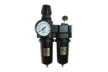27 Series 3/4" Integral Filter/Regulator + Lubricator, Auto Drain, Gauge, Metal Bowl