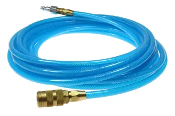 Flexeel Hose, 1/4" x 25', Reusable Fittings, Industrial Six Ball Coupler & Connector, Transparent Blue
