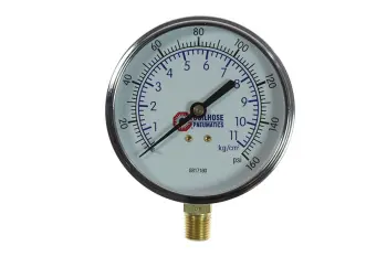 3 1/2" Chrome Dial Gauge, 1/4" Bottom Mount, 0-160 psi