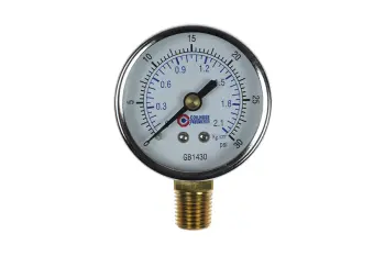 2" Chrome Dial Gauge, 1/4" Bottom Mount, 0-30 psi
