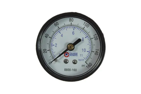 2 Manometri Mini Dial 0-30 PSI / 0-2 Bar - Doppia Scala, Metallo Nero, Compressori E Pompe