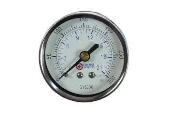 2" Chrome Dial Gauge, 1/8" Back Mount, 0-300 psi