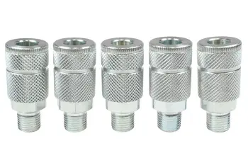 1/4" Automotive Coupler, 1/4" MPT, 5 Pack (Steel)