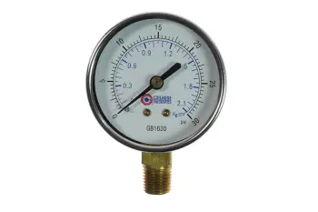 2 1/2" Chrome Dial Gauge, 1/4" Bottom Mount, 0-30 psi