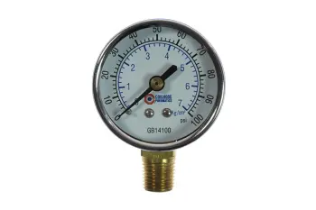 2" Chrome Dial Gauge, 1/4" Bottom Mount, 0-100 psi