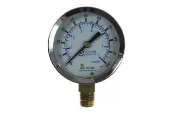 2 1/2" Chrome Dial Gauge, 1/4" Bottom Mount, 0-100 psi