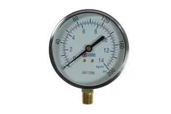 3 1/2" Chrome Dial Gauge, 1/4" Bottom Mount, 0-200 psi