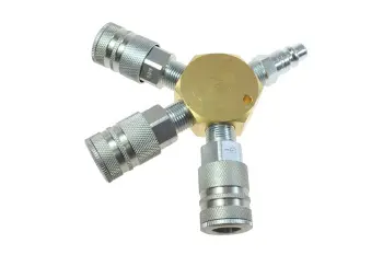 3 Port Flat Hex Manifold, 3/8" Industrial Interchange