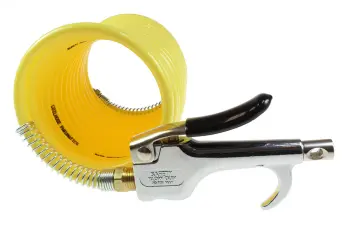 600-S Blow Gun + Nylon Coil, 1/4" x 12', 1/4" Rigid & Swivel Fittings, Yellow