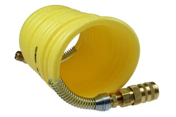 Nylon Coil, 1/4" x 50', 1/4" 6 Ball Industrial Coupler & 1/4" NPT Swivel Fitting, Yellow